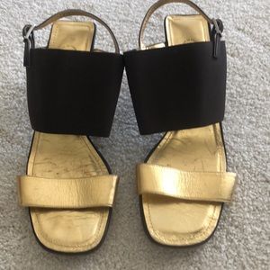 Brown and gold Chanel sandals